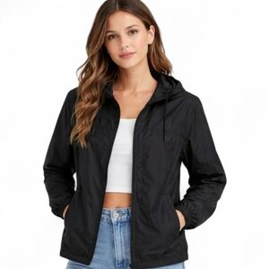 H&M Black Lightweight Hooded Zip Jacket Windbreaker Lightweighted Sz.M Hooded